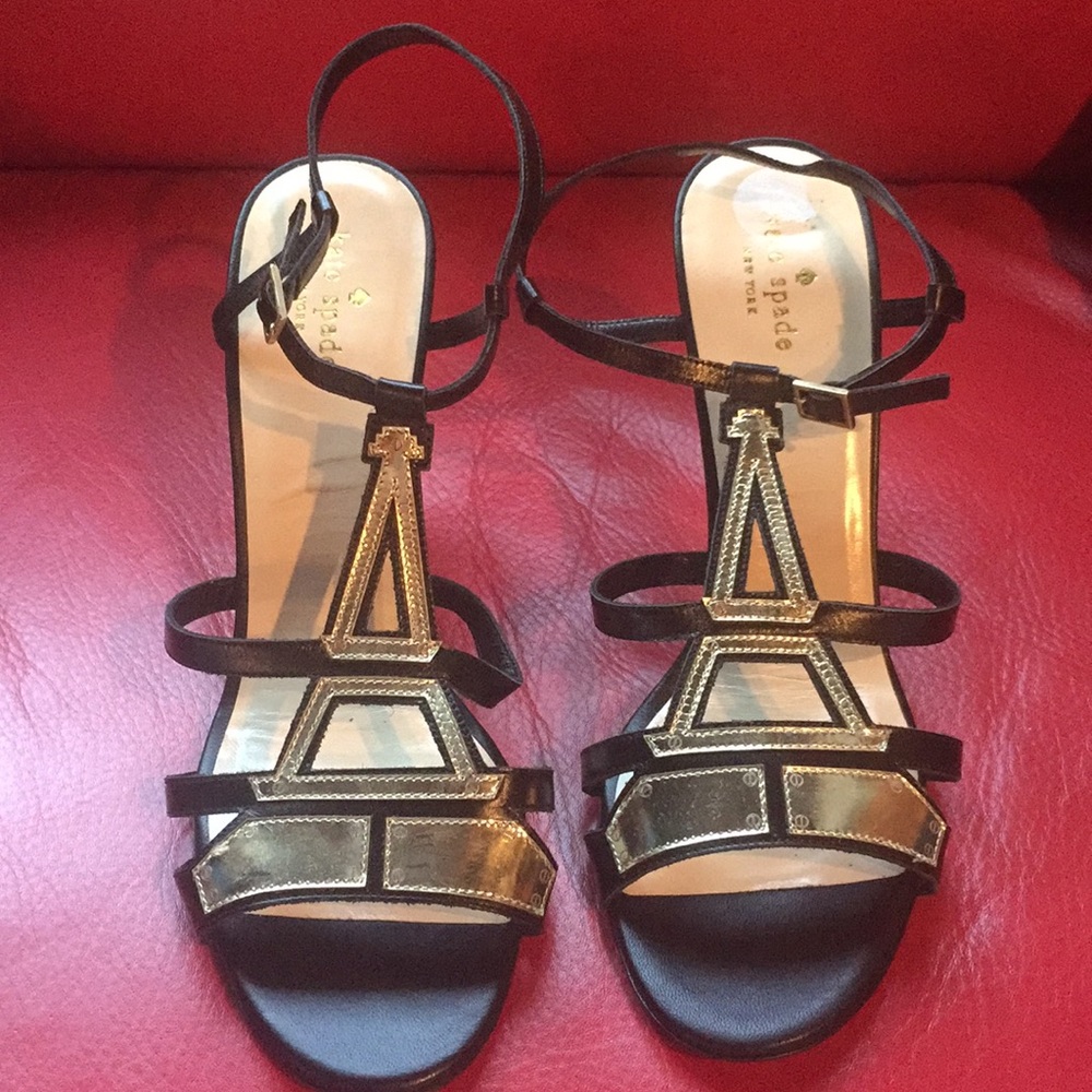 Kate Spade Black and Gold Sandals